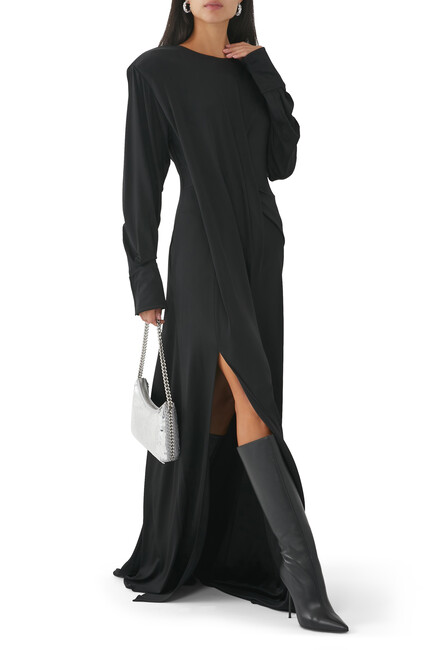 Long-Sleeve Thigh-Split Maxi Dress